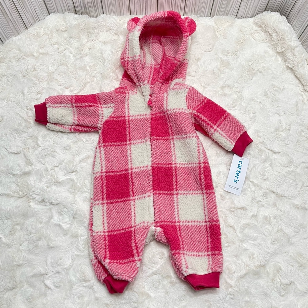Carter's Hooded Sherpa Jumpsuit-Baby Girl-3m-NWT